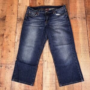 Lucky Brand Sweet Crop Boot Jeans 12/31 Embroidered Pocket Dark Wash Denim